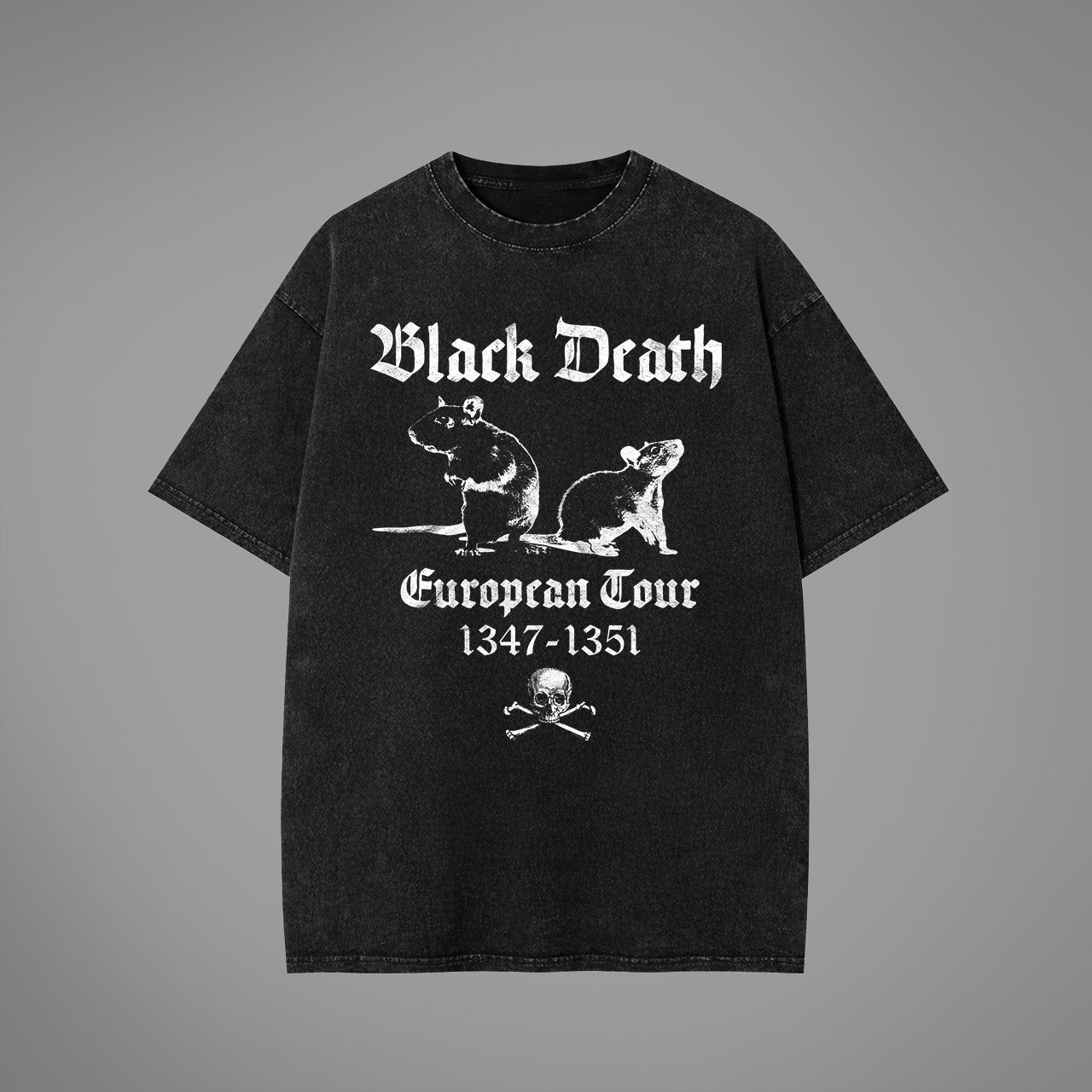 Black Death Acid Washed Oversized T-Shirt