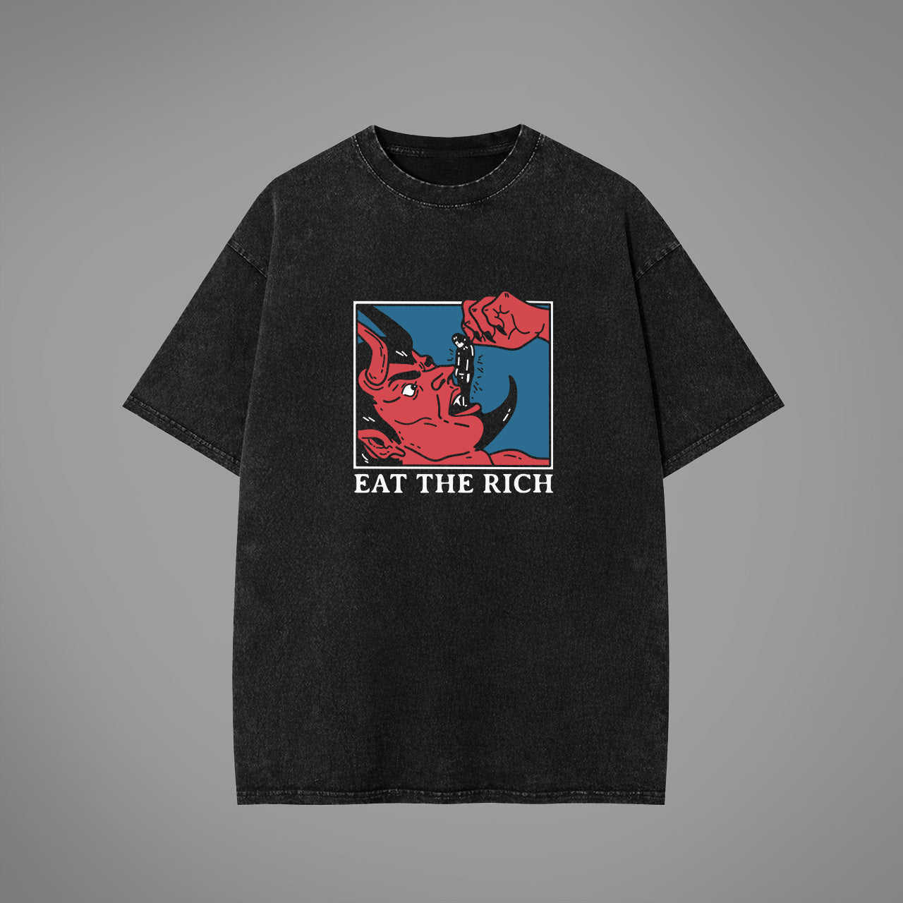 Eat The Rich Acid Washed Oversized T-Shirt
