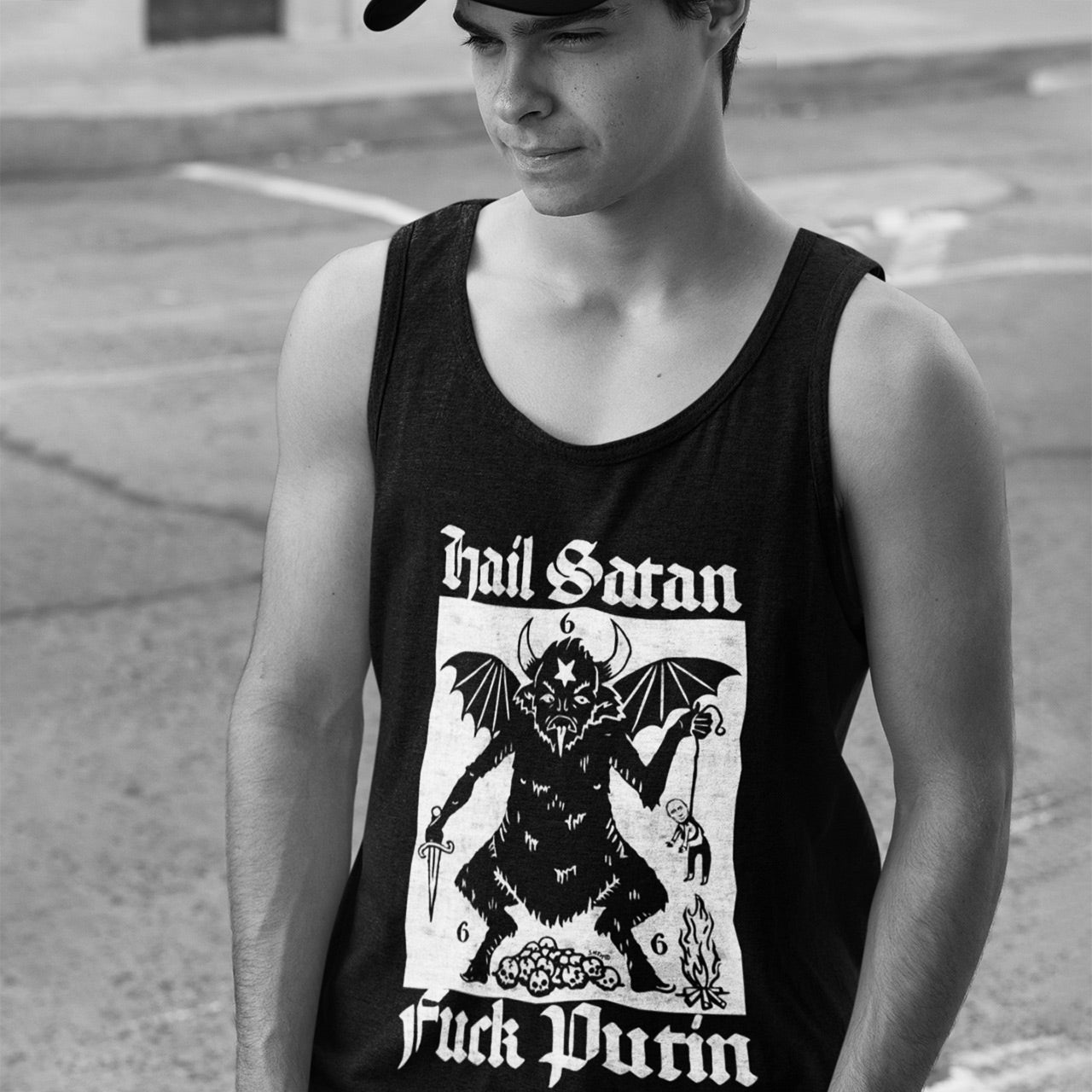 Hail Satan Fuck Putin Unisex Tank Top