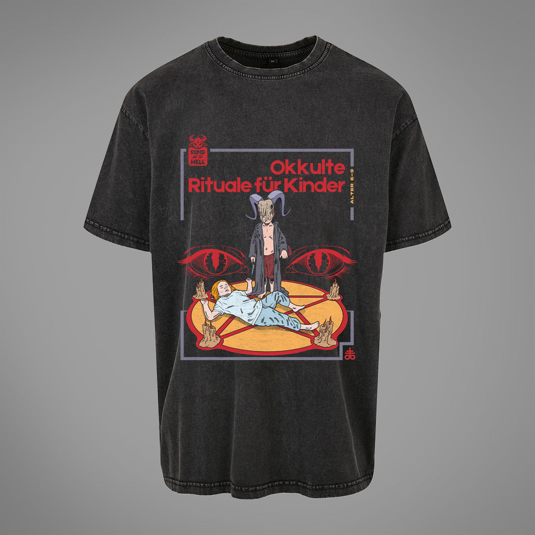 Occult Rituals For Kids Acid Washed Oversized T-Shirt
