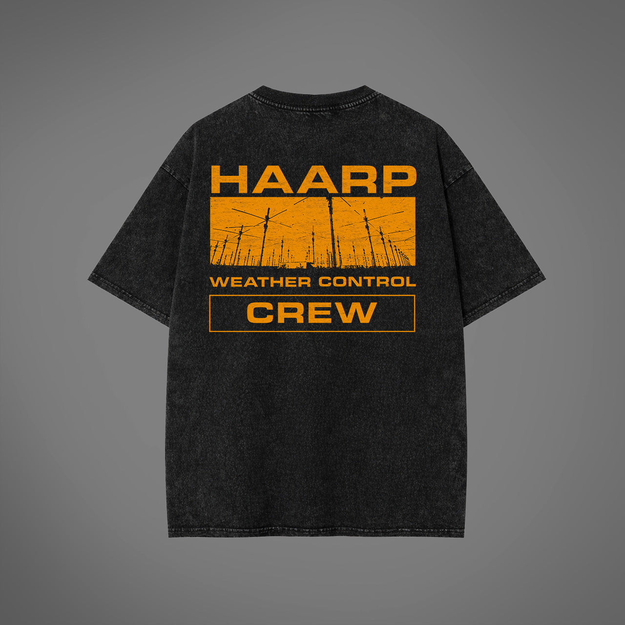HAARP Weather Control Crew Acid Washed Oversized T-Shirt