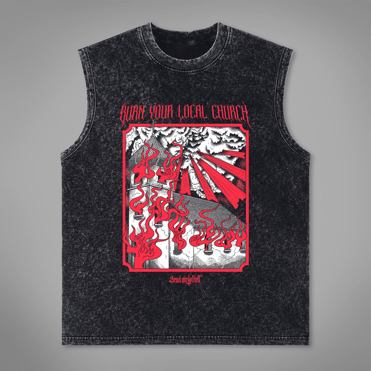 Burn Your Local Church 2.0 Acid Washed Tank Top
