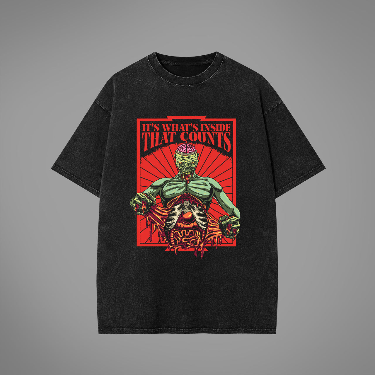 T-shirt oversize lavata con acido Send me to Hell®