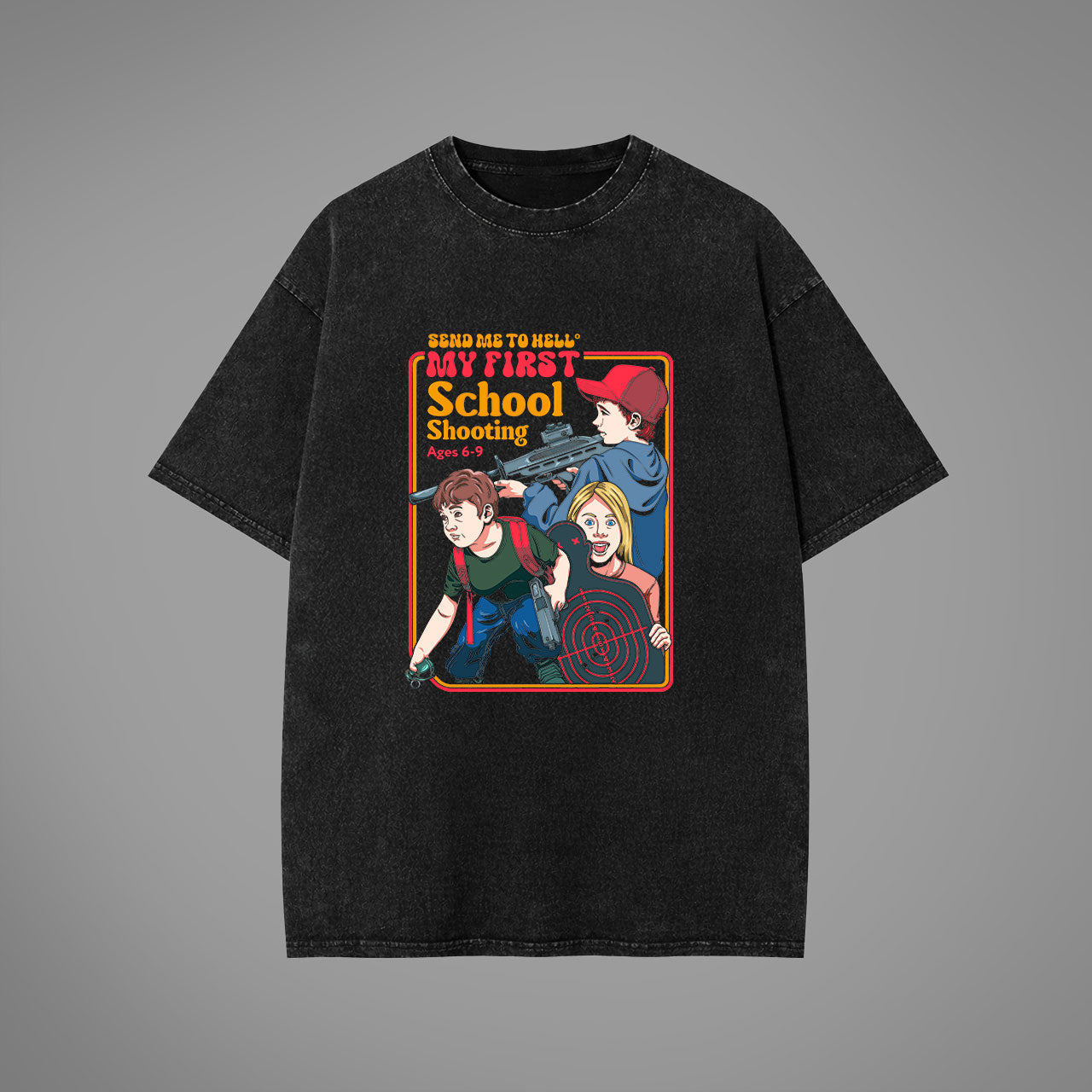 T-shirt oversize lavata con acido Send me to Hell®