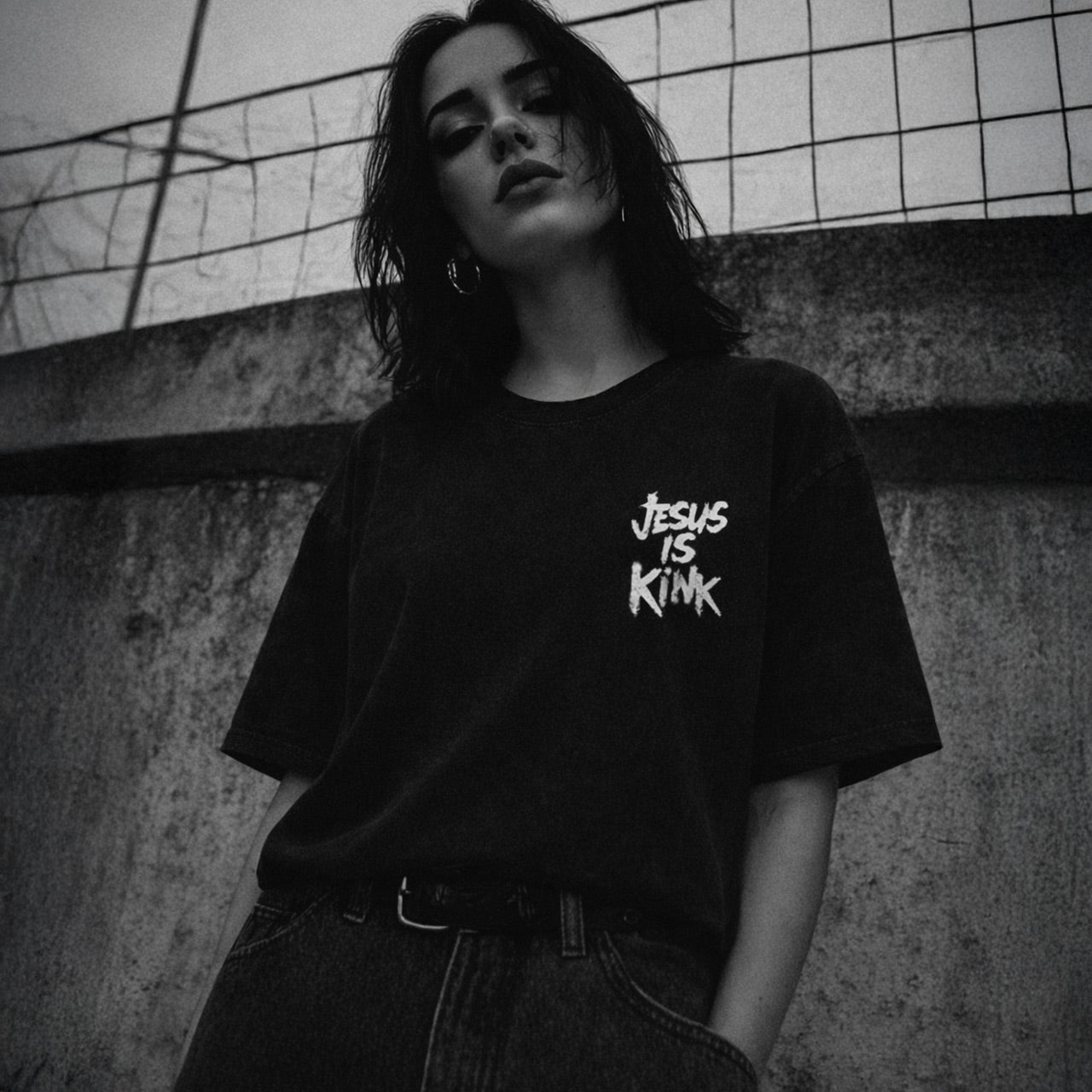 Jesus Is Kink Acid Washed Oversized T-Shirt