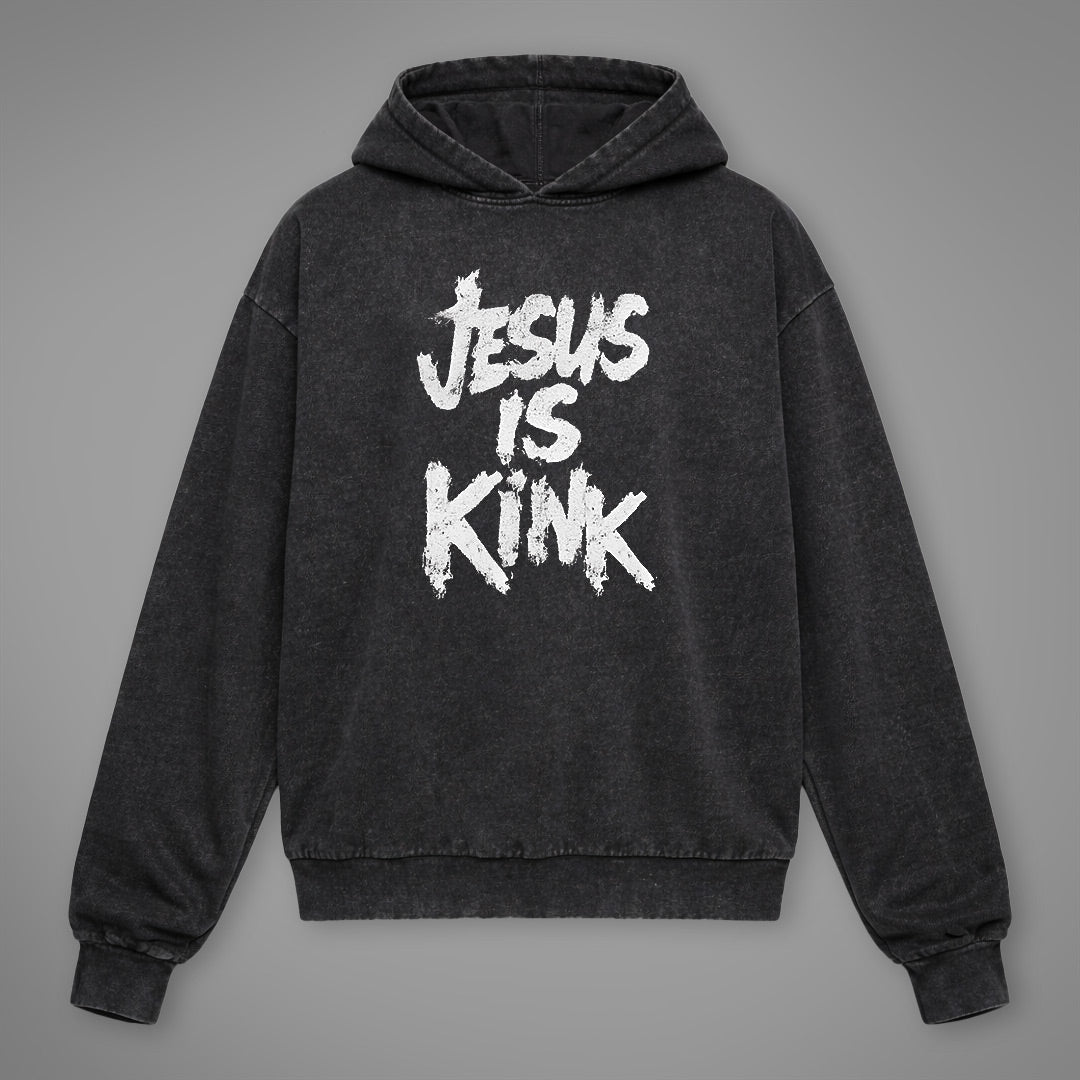 Felpa con cappuccio oversize lavata con acido Satanic Youth