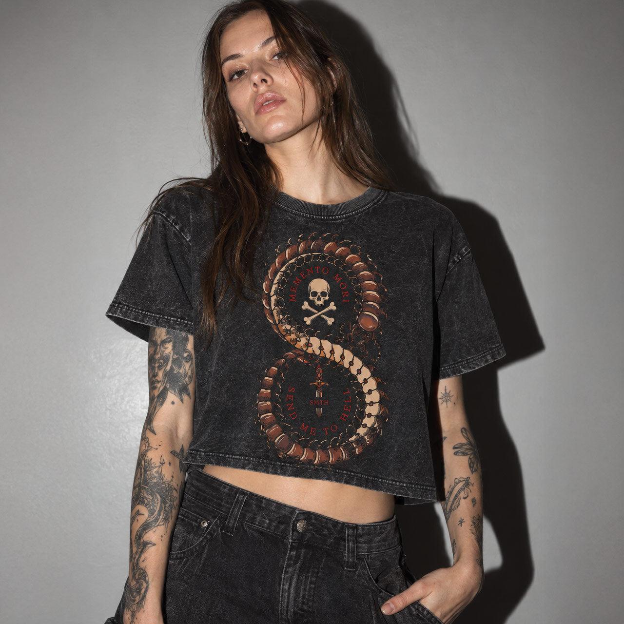 Eternal Centipede Acid Washed Crop Top
