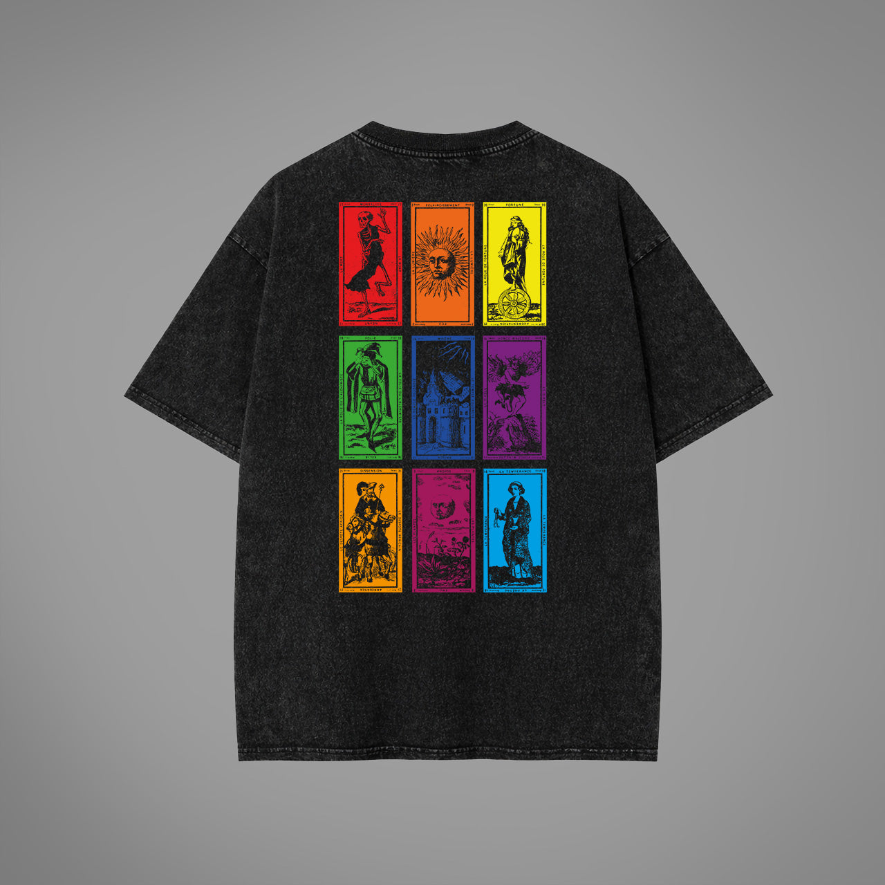 Tarot Cards Acid Washed Oversized T-Shirt