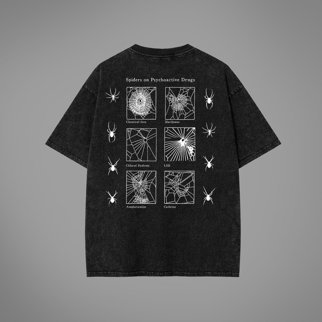 Spiders On Psychoactive Drugs Acid Washed Oversized T-Shirt