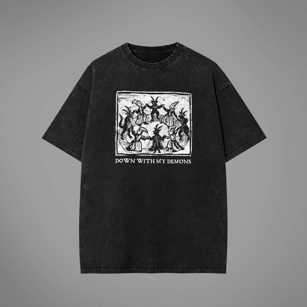 T-shirt oversize lavata con acido di Down With My Demons