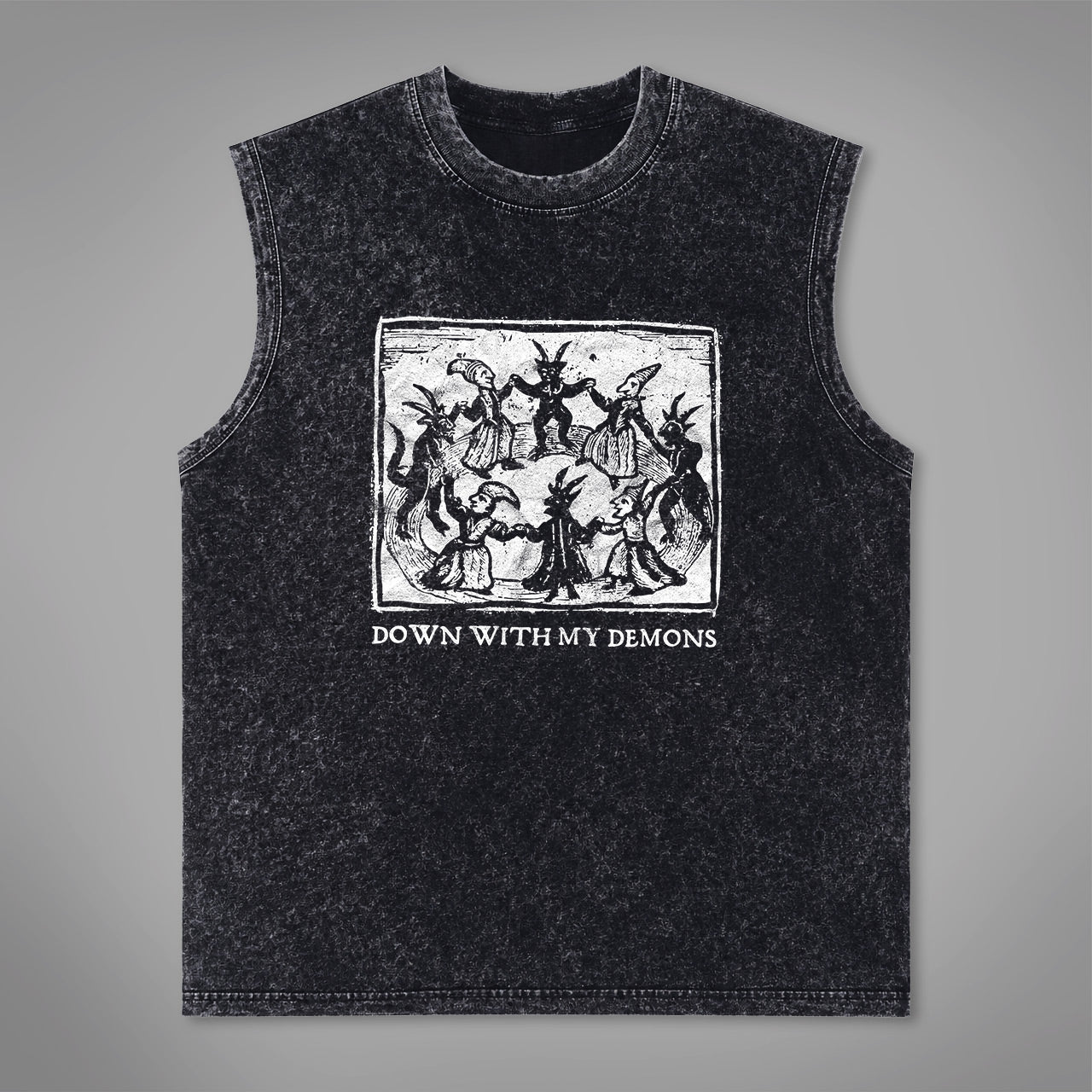 Down with my Demons Acid Washed Tank Top