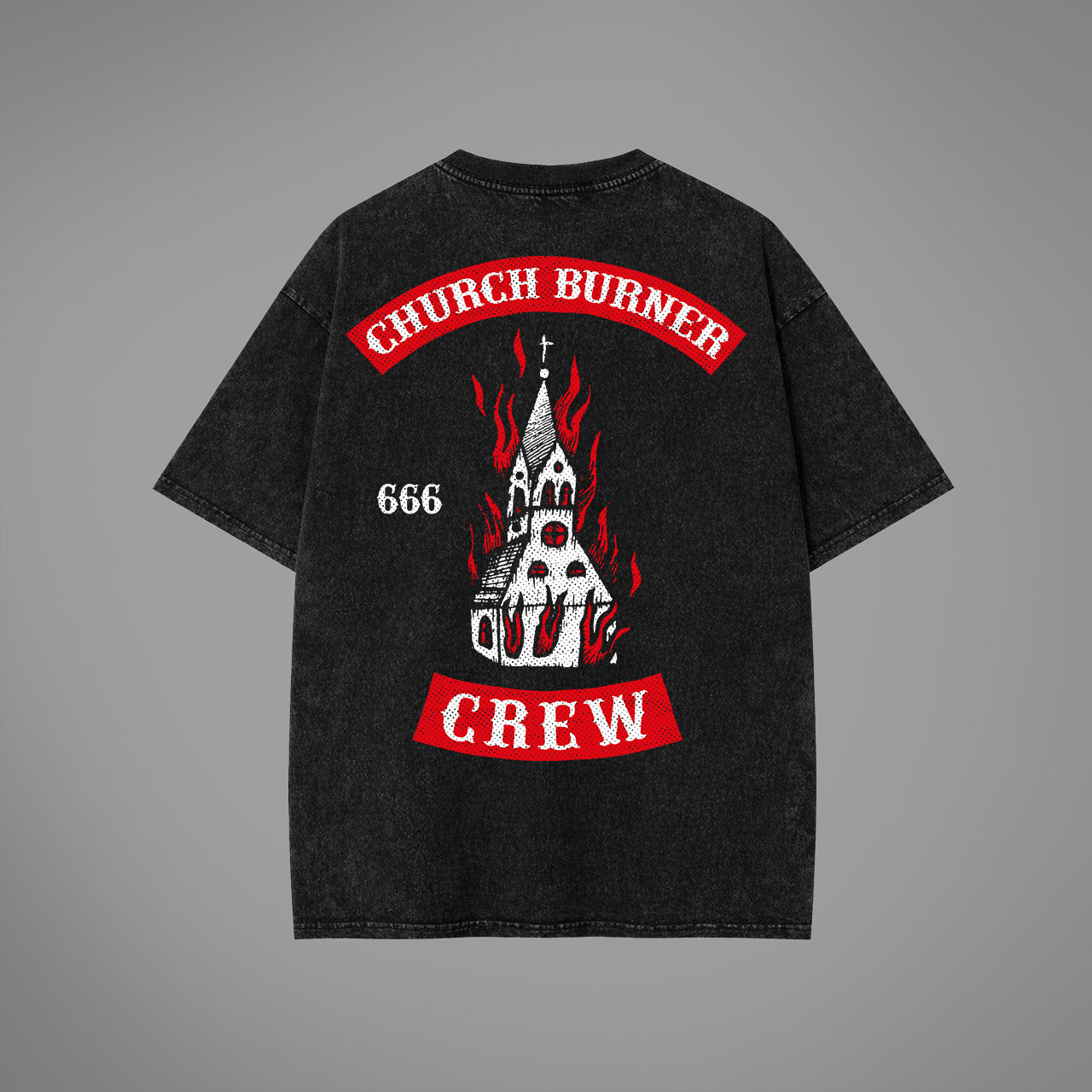 Church Burner Crew Acid Washed Oversized T-Shirt