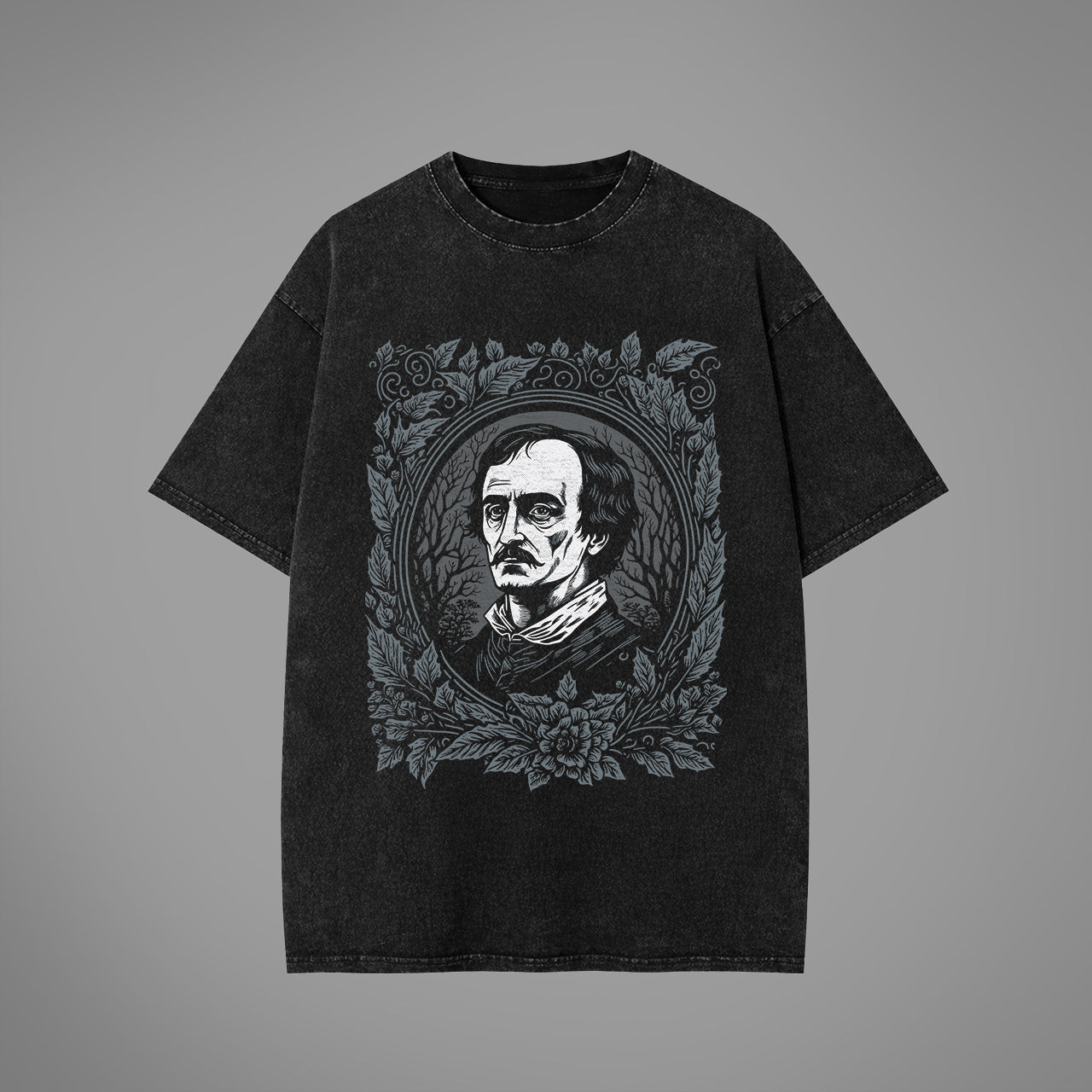 Edgar Allan Poe Acid Washed Oversized T-Shirt