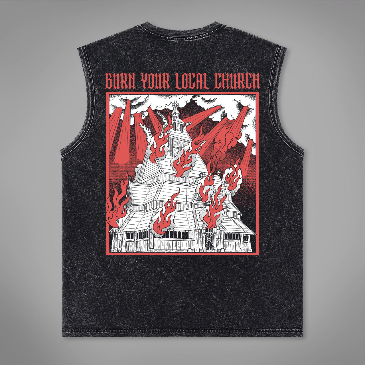 Burn Your Local Church Acid Washed Tank Top