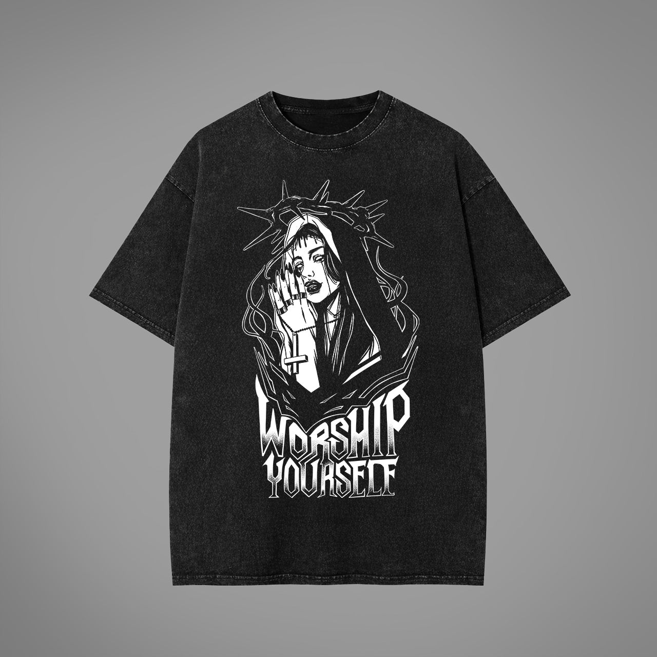 Worship Yourself Acid Washed Oversized T-Shirt