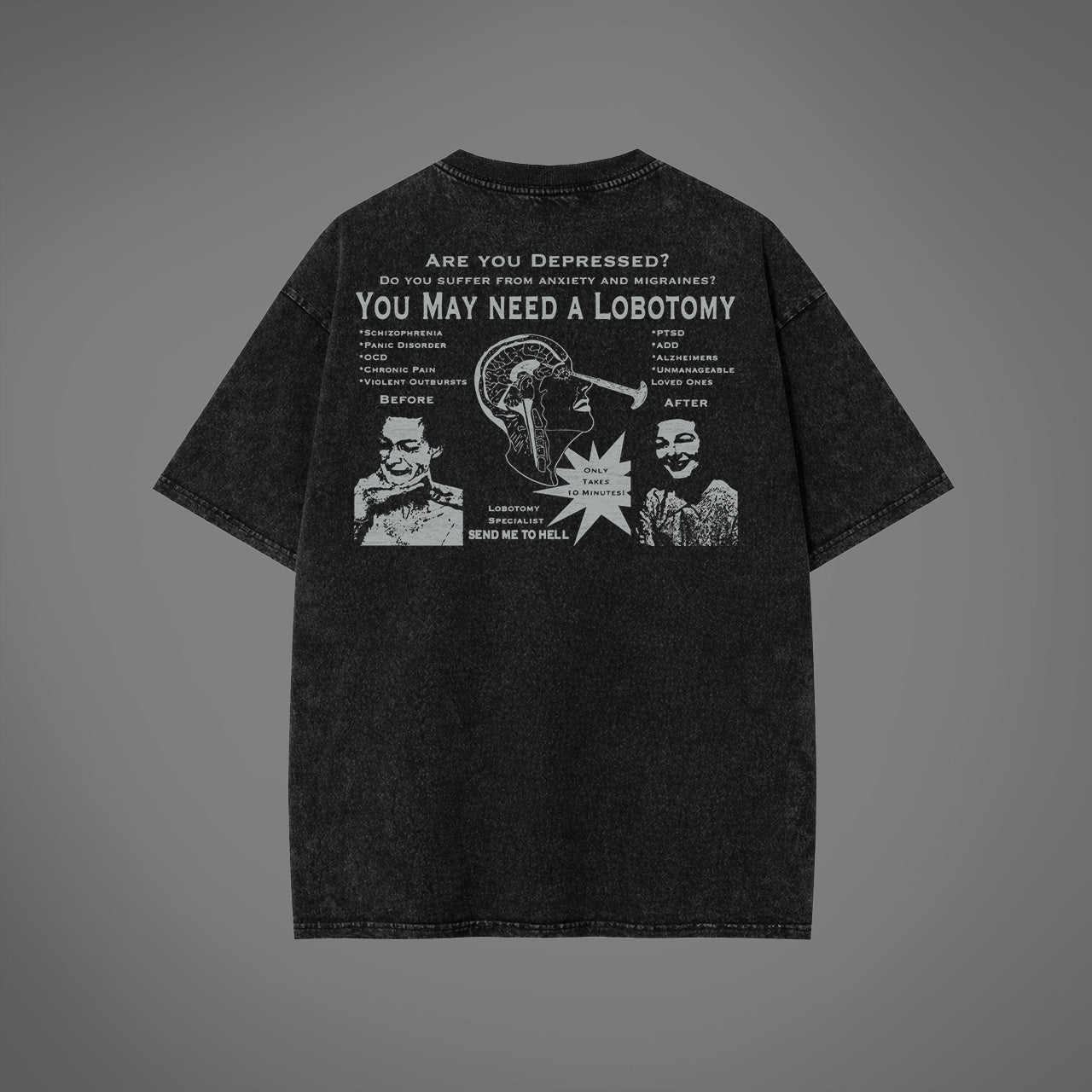 T-shirt oversize lavata con acido per lobotomia