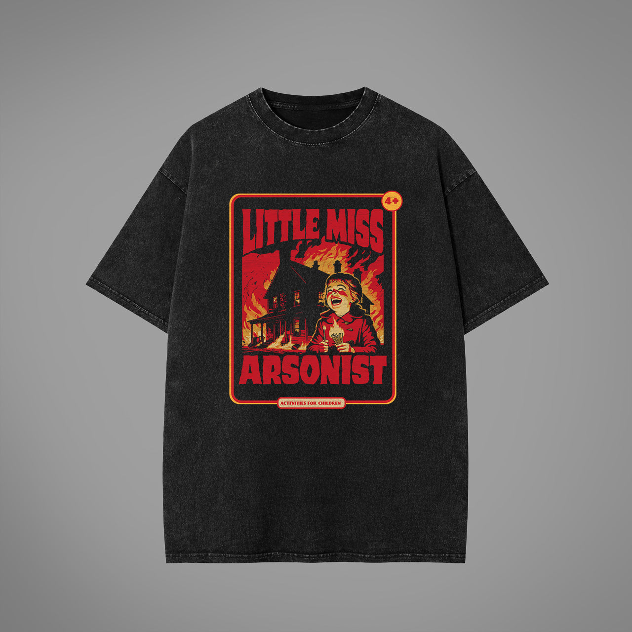 Little Miss Arsonist Acid Washed Oversized T-Shirt