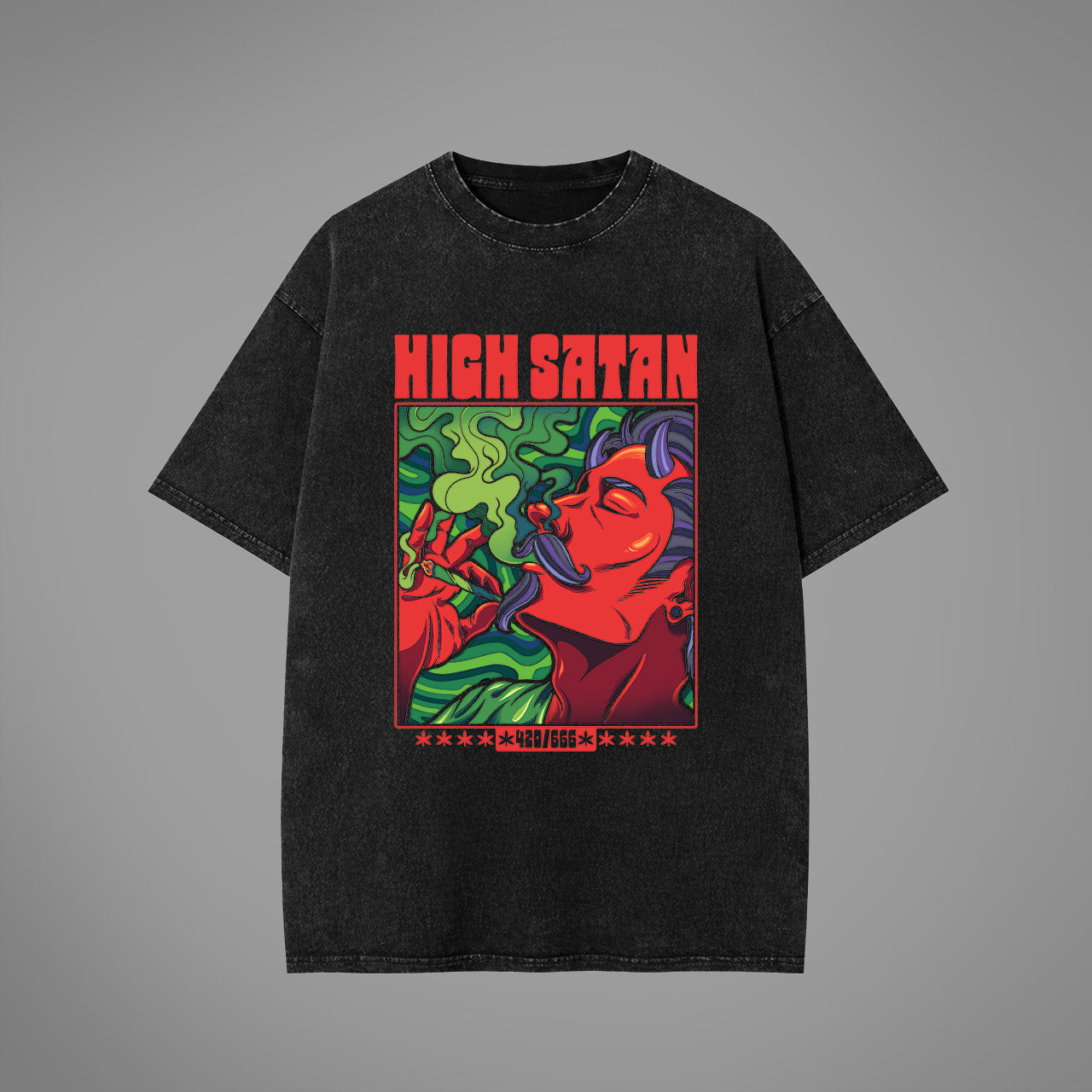 High Satan Acid Washed Oversized T-Shirt