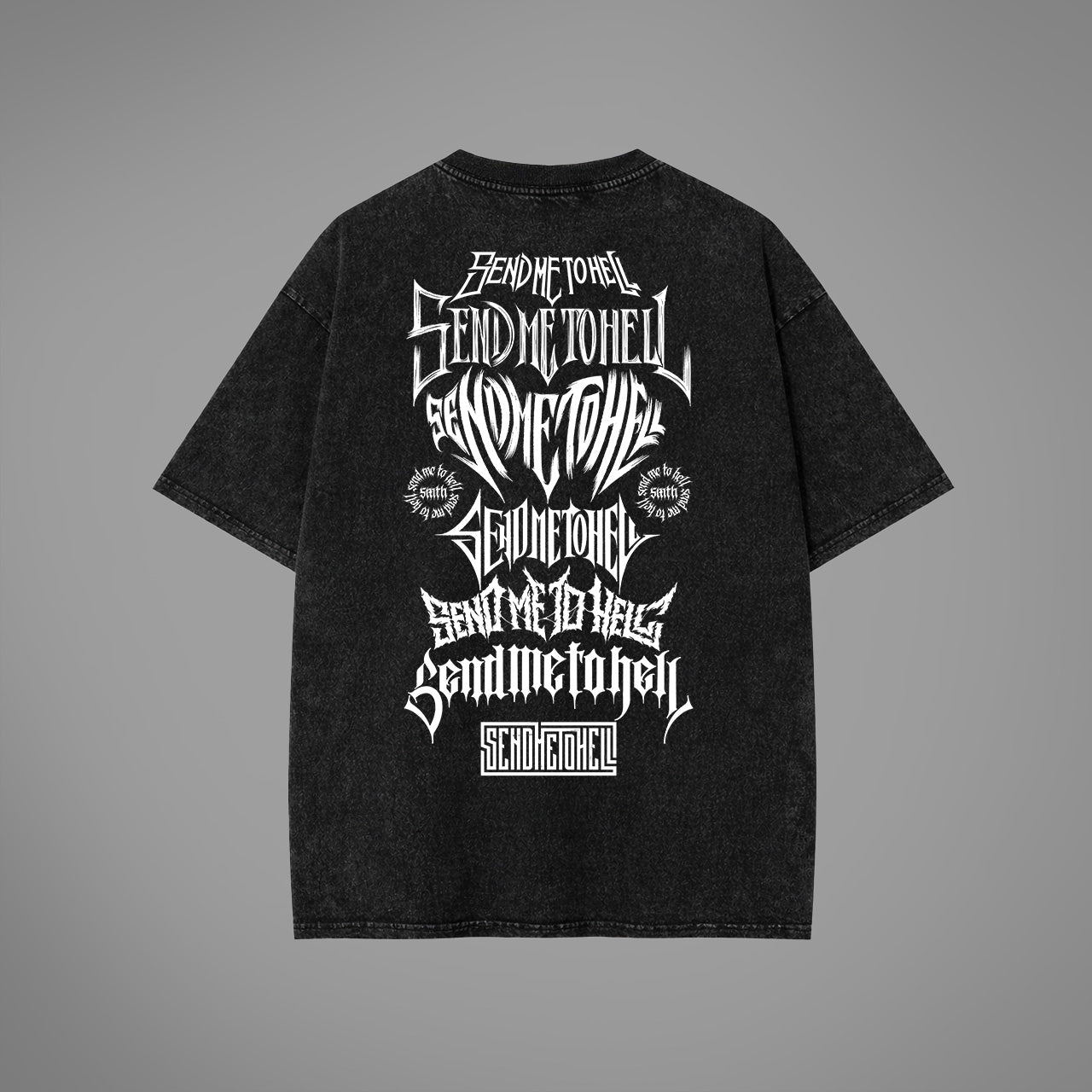 T-shirt oversize lavata con acido Send me to Hell®