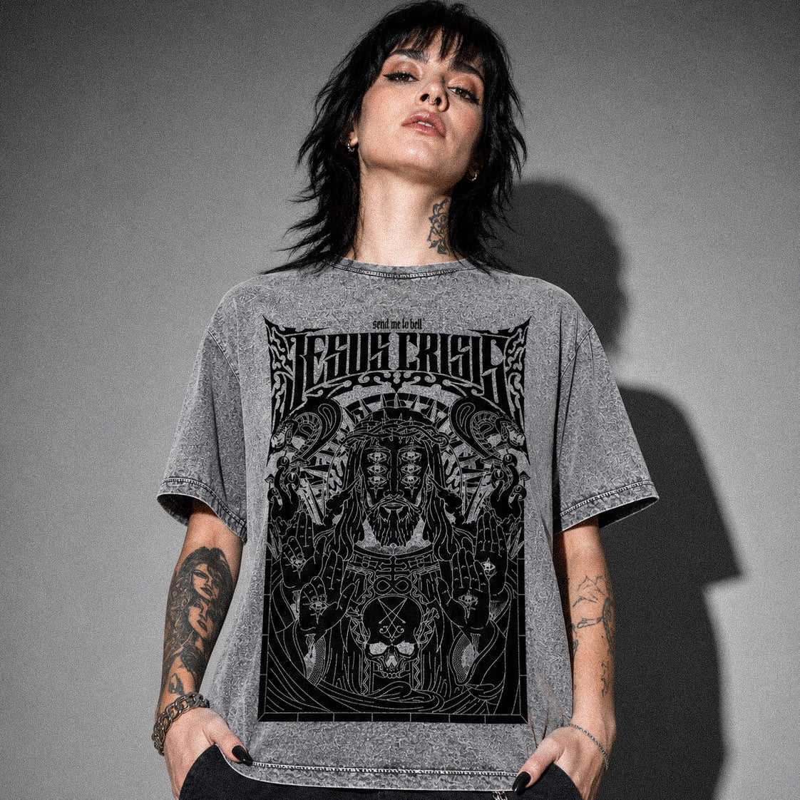 Jesus Crisis Acid Washed T-Shirt
