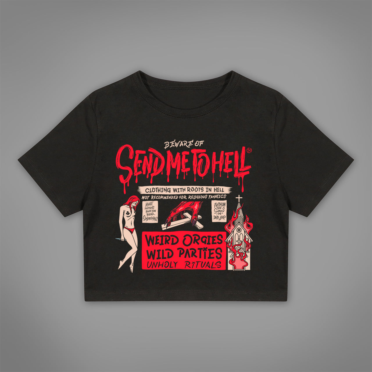 Beware of Send me to Hell Crop-Top