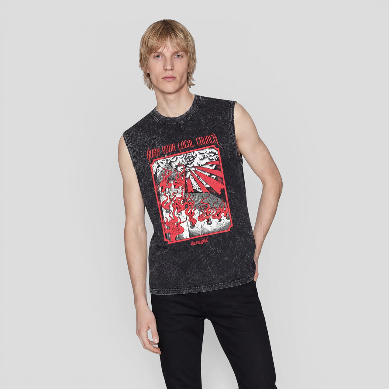 Burn Your Local Church 2.0 Acid Washed Tank Top