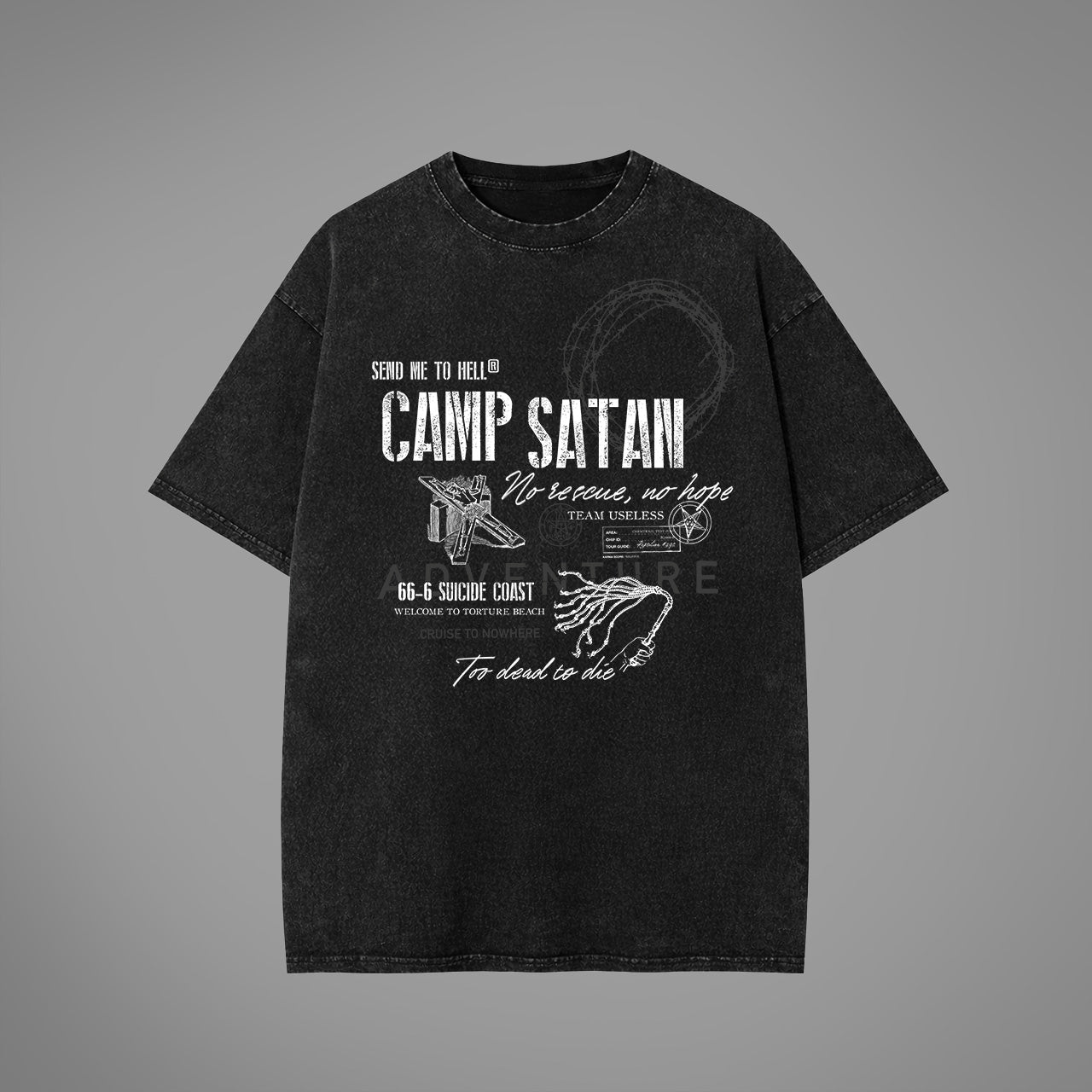 T-shirt oversize lavata con acido Send me to Hell®
