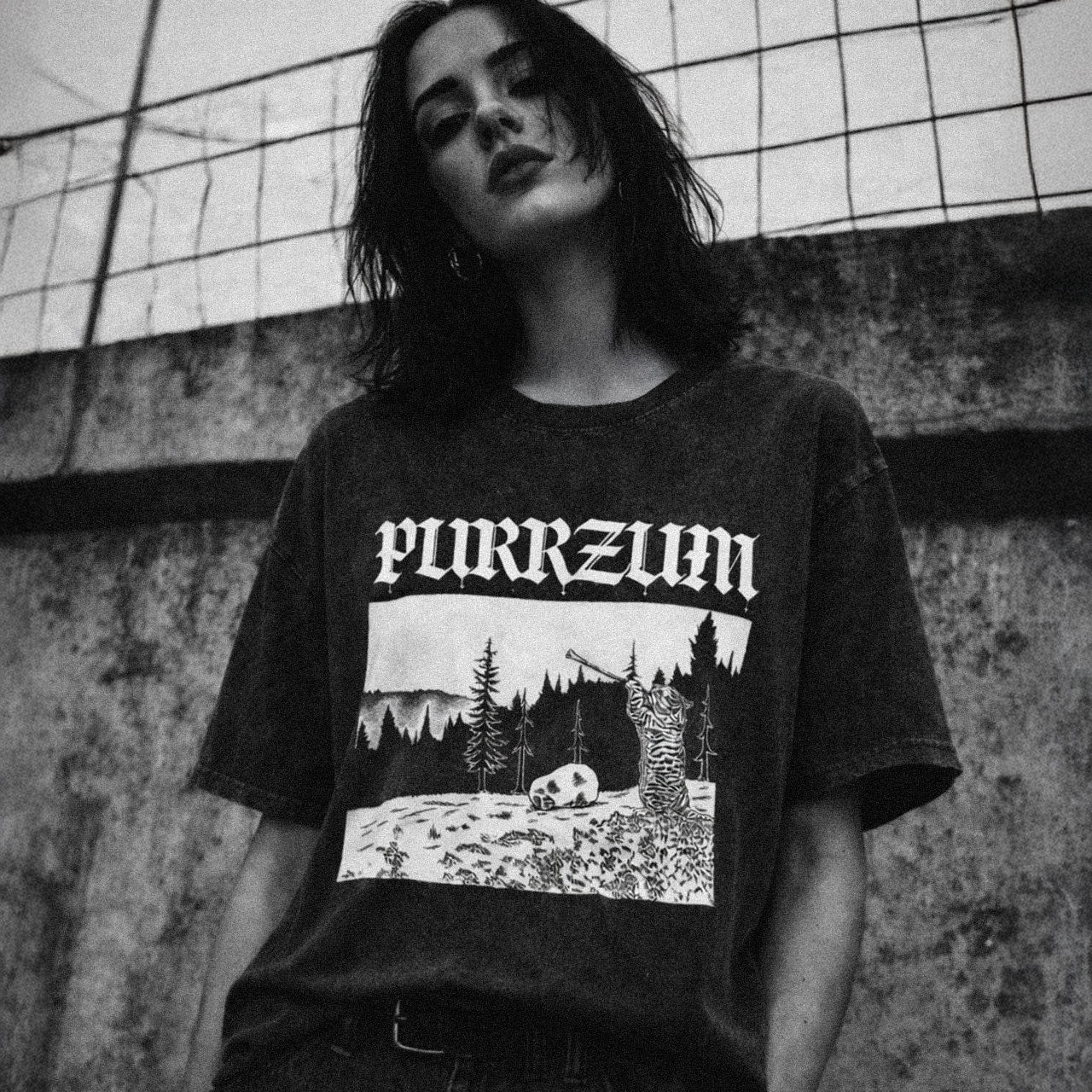 Purrzum Acid Washed Oversized T-Shirt
