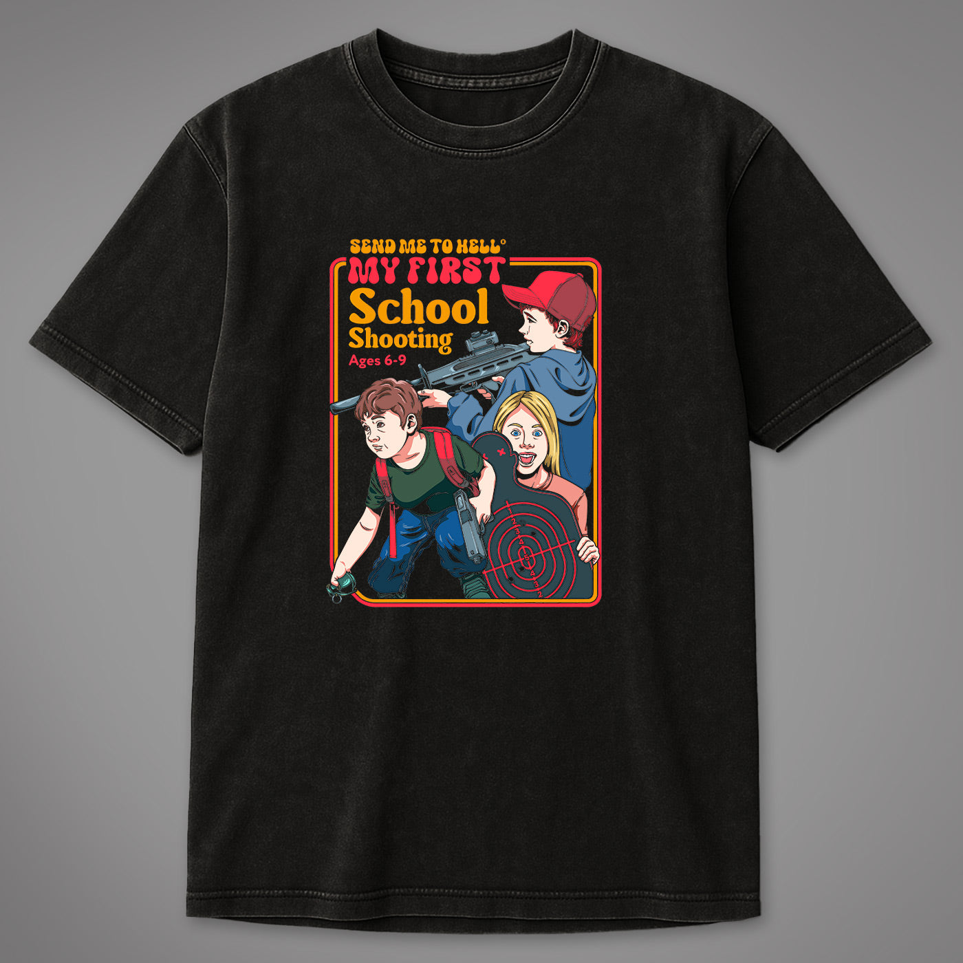 My First School Shooting Acid Washed Oversized T-Shirt