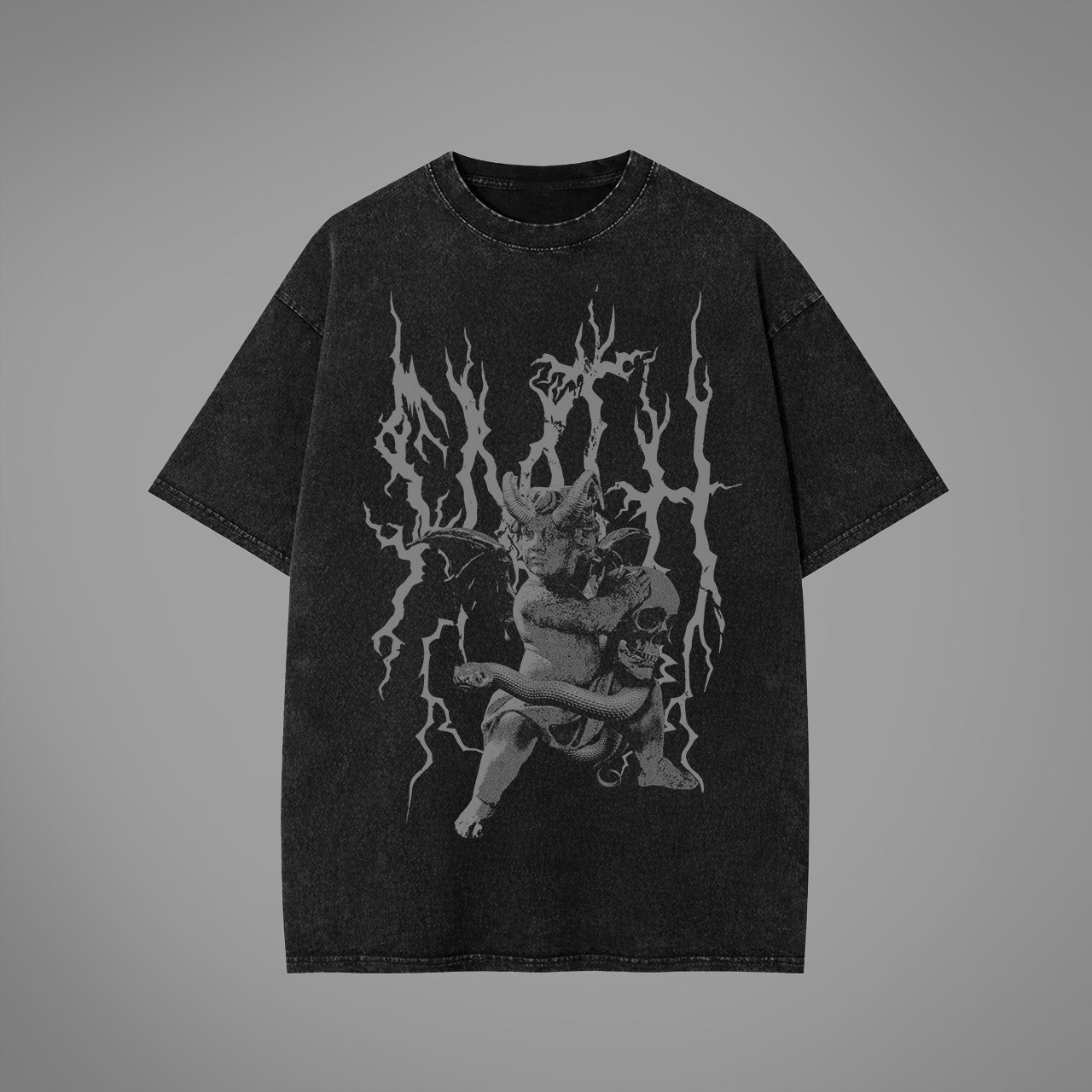 Demonic Putto Acid Washed Oversized T-Shirt